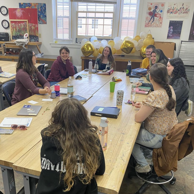 A group of art education students