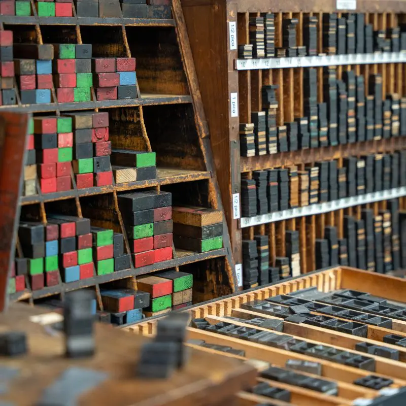 A collection of letterpress equipment