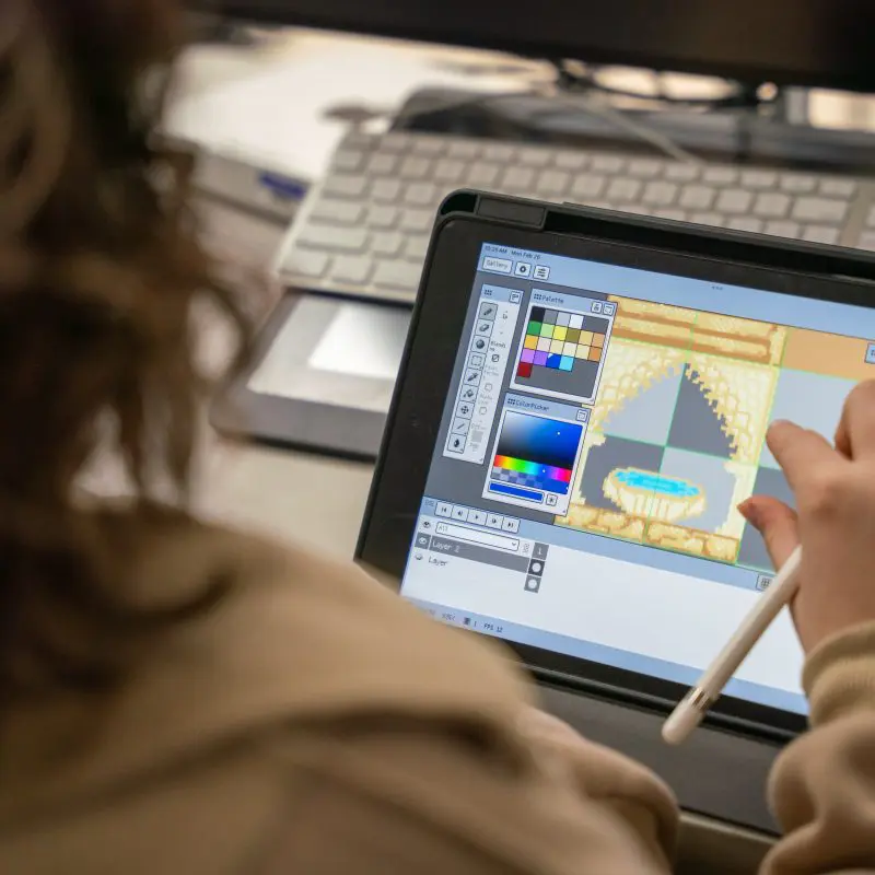 Person making pixel art