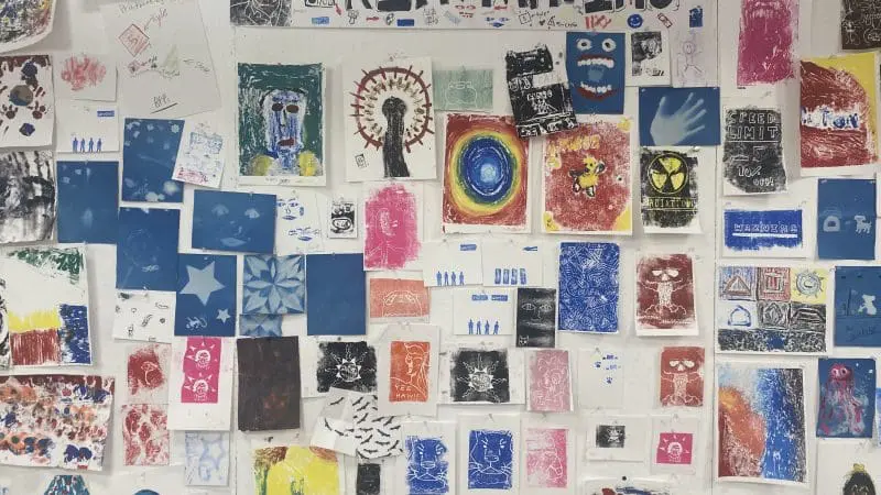 printmaking designs on a wall