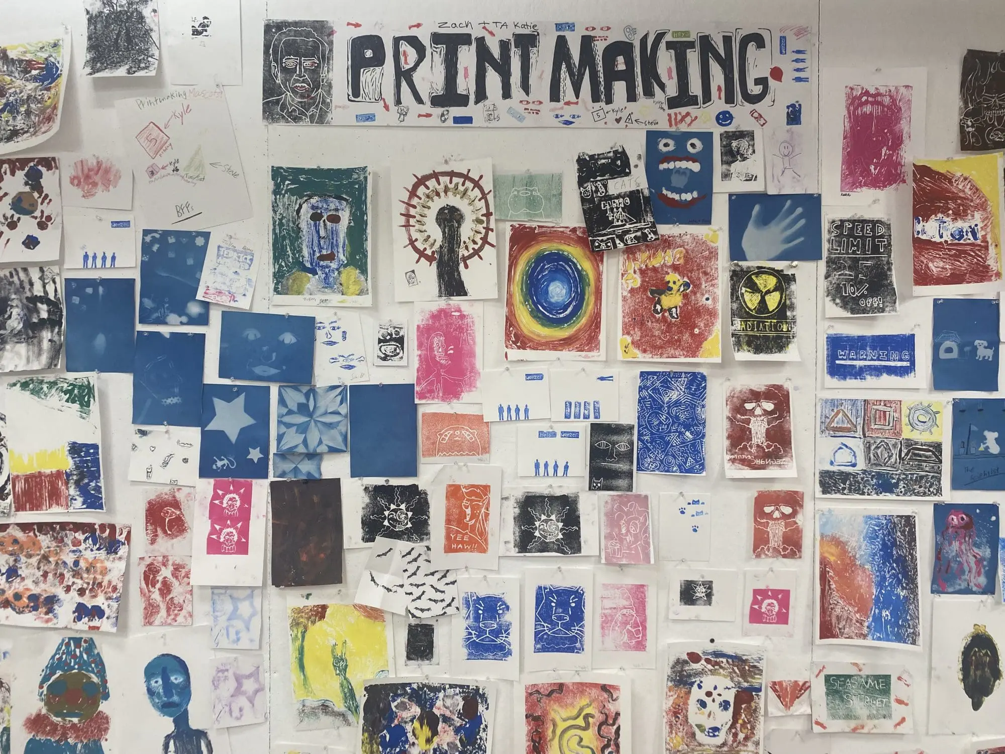 printmaking designs on a wall