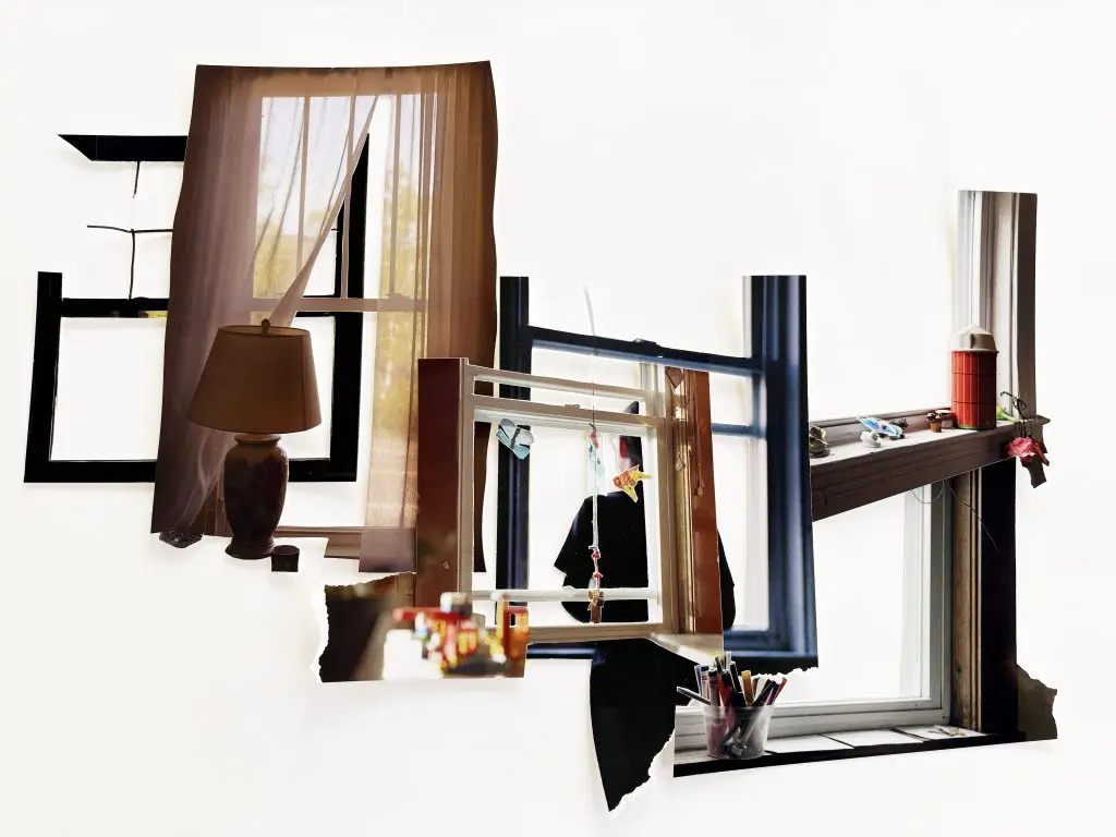 abstract sculpture made of window frames