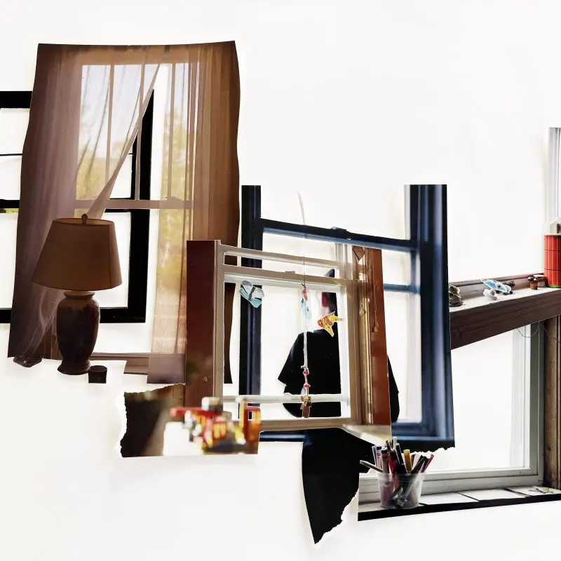 abstract sculpture made of window frames