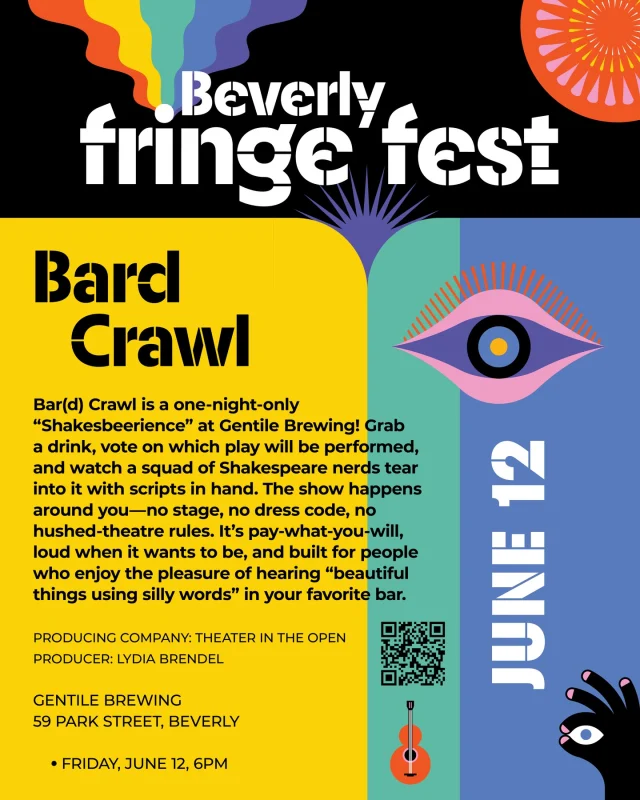 Get ready for Beverly Fringe Fest at The Bower! We are taking over the town with independent theater that is fast, loud, a little chaotic, and completely unpredictable.Catch two actors playing twenty characters in Popcorn Falls, or watch a classic Moliere play get totally wrecked by improv and physical clowning in Tartuffified. Experience a beautiful, raw blend of monologue and magical realism in Come And Get Start Over, or see a fully improvised Golden Age musical created right in front of your eyes in The Sound of Improvised Music. If you love a good laugh, our Fringe Comedy Nights feature the absolute best local stand-up and improv groups. Plus, you can ditch the traditional theater rules entirely at Gentile Brewing for Bard Crawl, a loud, pay-what-you-will Shakespeare drinking game where you vote on the show.No dress codes and no hushed silence, just incredible live art. Secure your tickets at the links below before they sell out. Visit the events link in bio!#BeverlyFringeFest #FringeTheater #ImprovComedy #TheaterInBeverly #IndieTheater #LiveTheater #FringeComedy #TheBower