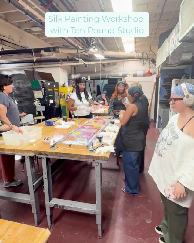 Montserrat students spent time in our print lab with silk painters from Ten Pound Studio in Gloucester, learning the resist and dye techniques behind traditional serti steam-set silk painting. It's the kind of hands-on knowledge that doesn't usually leave the studio, and our students got to learn it directly from four artists who have spent years preserving the practice.This workshop ties into Four Voices in Silk, on view now through September 24, featuring hand-painted silk work by Allyson Christopher, Christine Gauthier-Kelley, Sue Niemi, and Leslie Pearlman. Come see the exhibition and catch the results of what our students made!